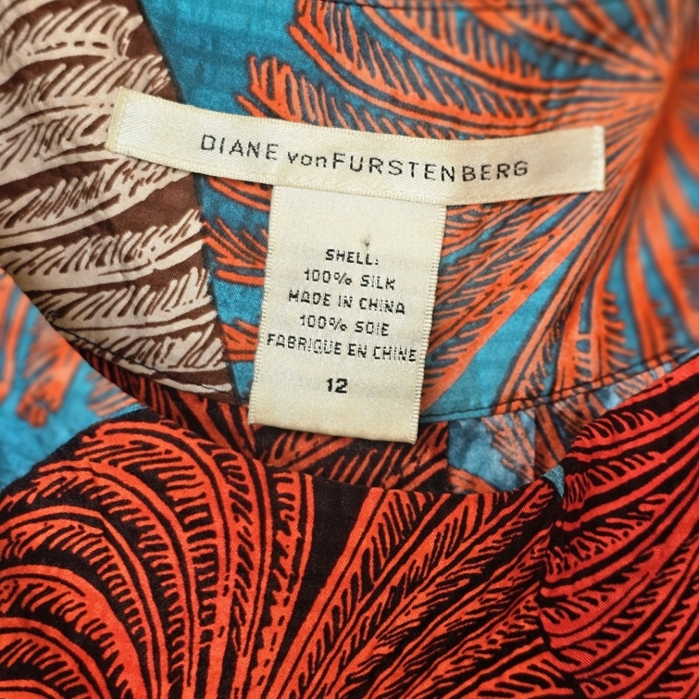 Diane Von Furstenberg Sleeveless Printed Silk Bubble Dress - Picture 6 of 7